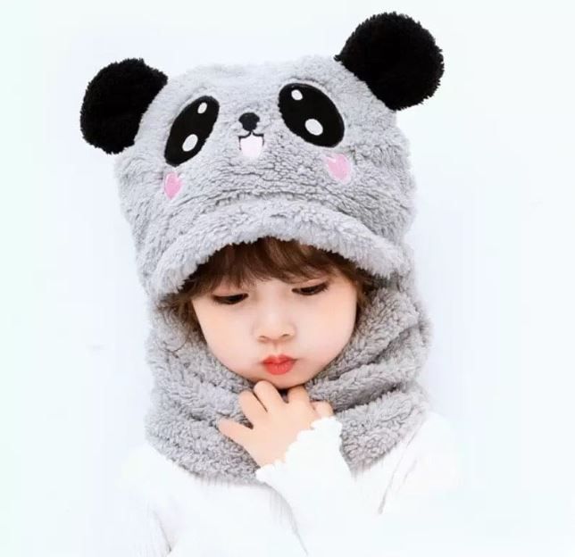2 Pcs Kids Bear Winter Cap Baby Stuff Winter hat Plus Fleece Kids Caps