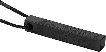 Premium Matte Black Vertical Bar Necklace with Arabic Calligraphy - Ayatul Kursi